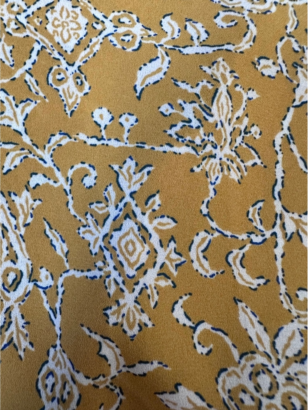 Anthropologie HD in Paris Eira Mustard Yellow Floral Boho Blouse 3/4 Sleeve, 2 - Picture 6 of 6